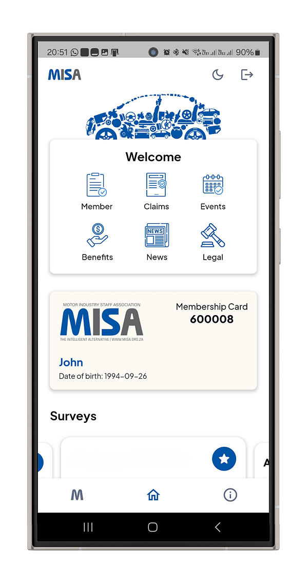 MISA Mobile App Interface
